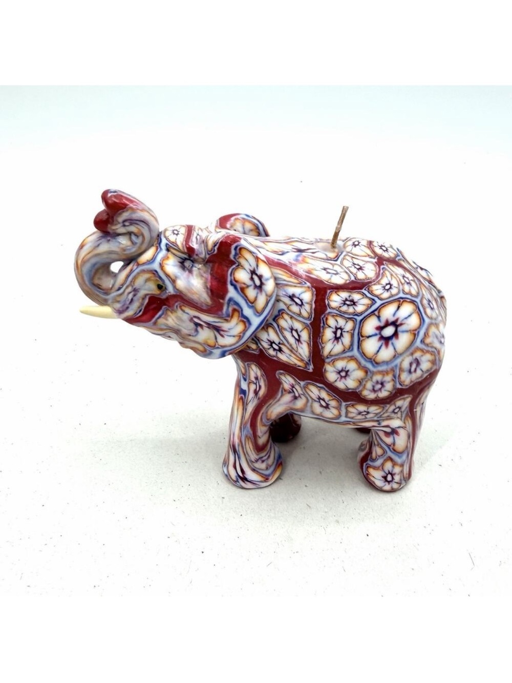 Vintage Elephant Colorful Psychedelic Candle by Swazi Candles Africa 6" X 5"